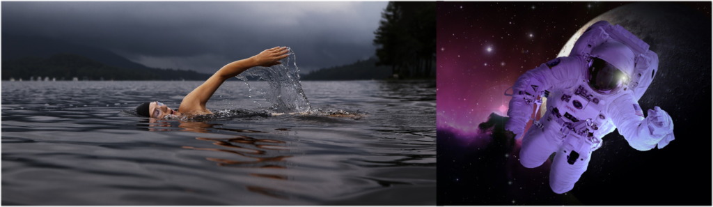 swimmer and astrono